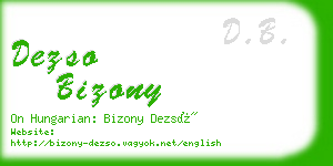 dezso bizony business card